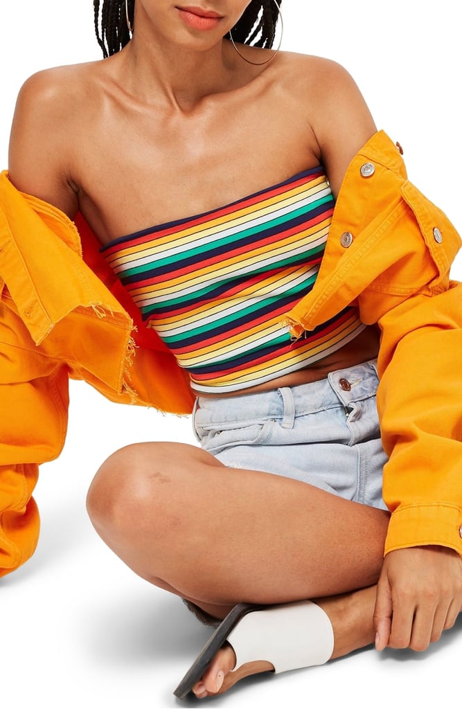 Topshop Rainbow Stripe Bandeau Top