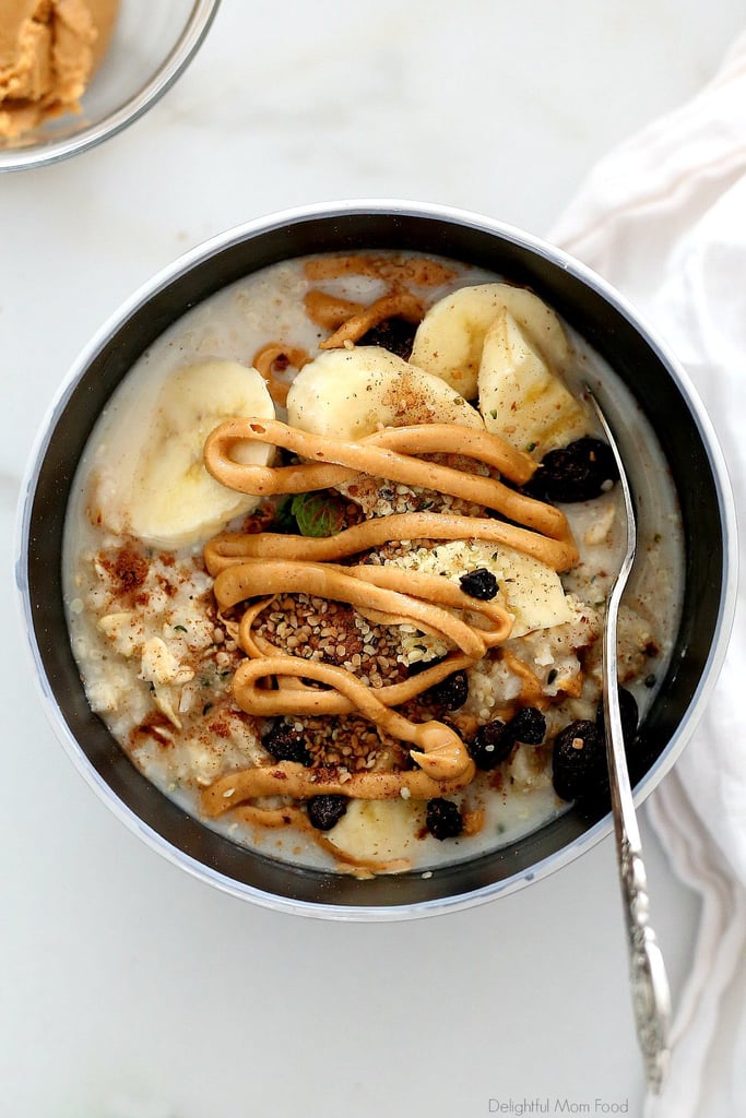 Peanut Butter Oatmeal With Bananas And Raisins