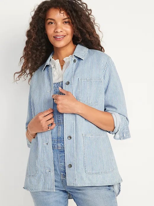 Old Navy Railroad-Stripe Jean Shacket