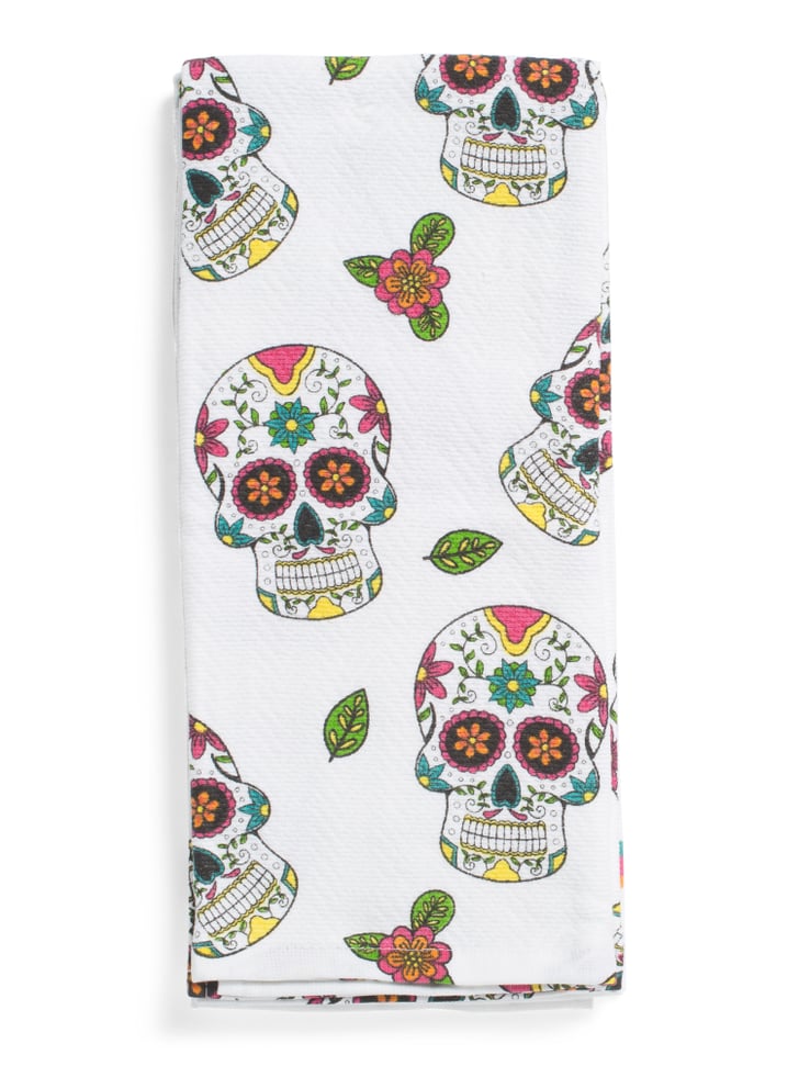 Set of Two Sugar Skull Kitchen Towels Best TJ Maxx Halloween Decor