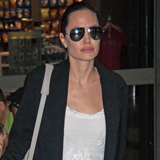 Angelina Jolie White Dress at Airport May 2016