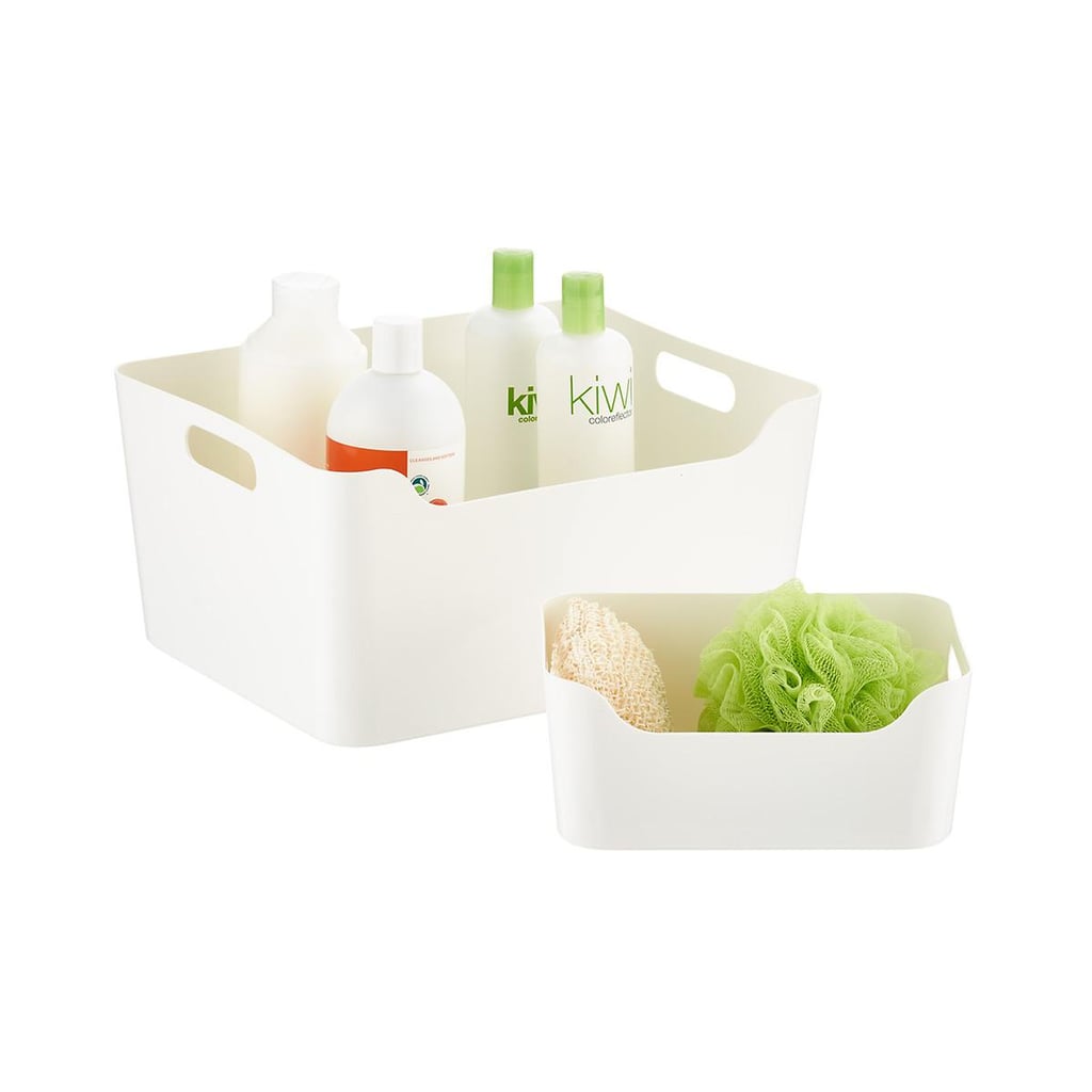 White Plastic Storage Bin With Handles