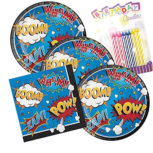 Super Hero Slogans Theme Plates and Napkins