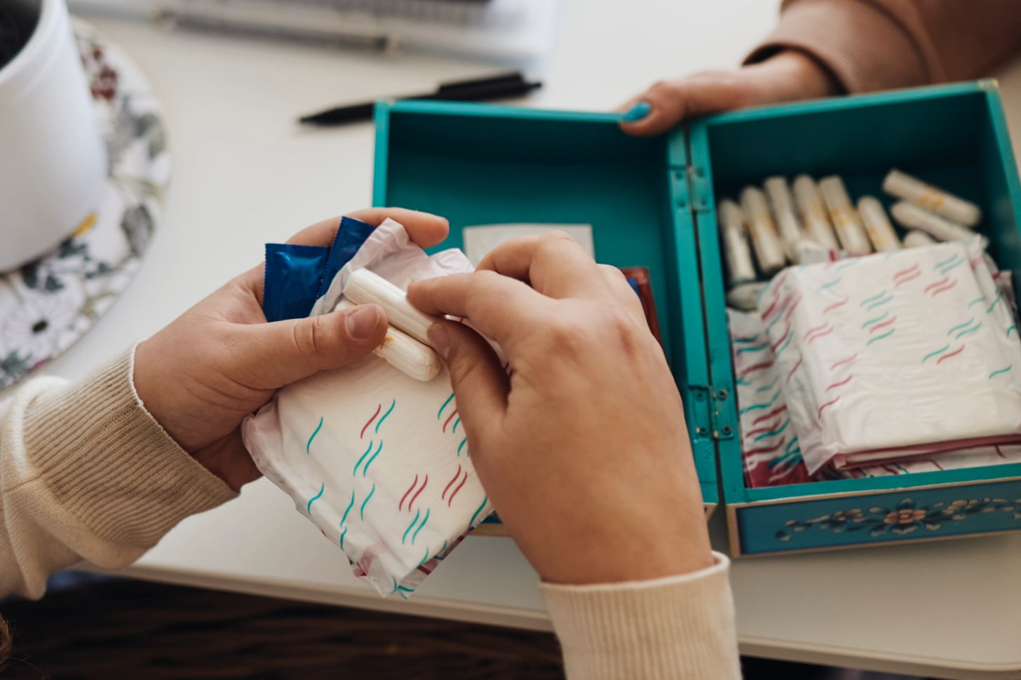 Period care products, pads, and tampons.