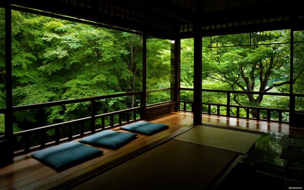 A spacious room like this brings the outdoors in, perfect for sipping tea (or training with swords).