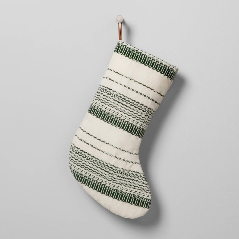 Hearth & Hand With Magnolia Green and White Striped Holiday Stocking