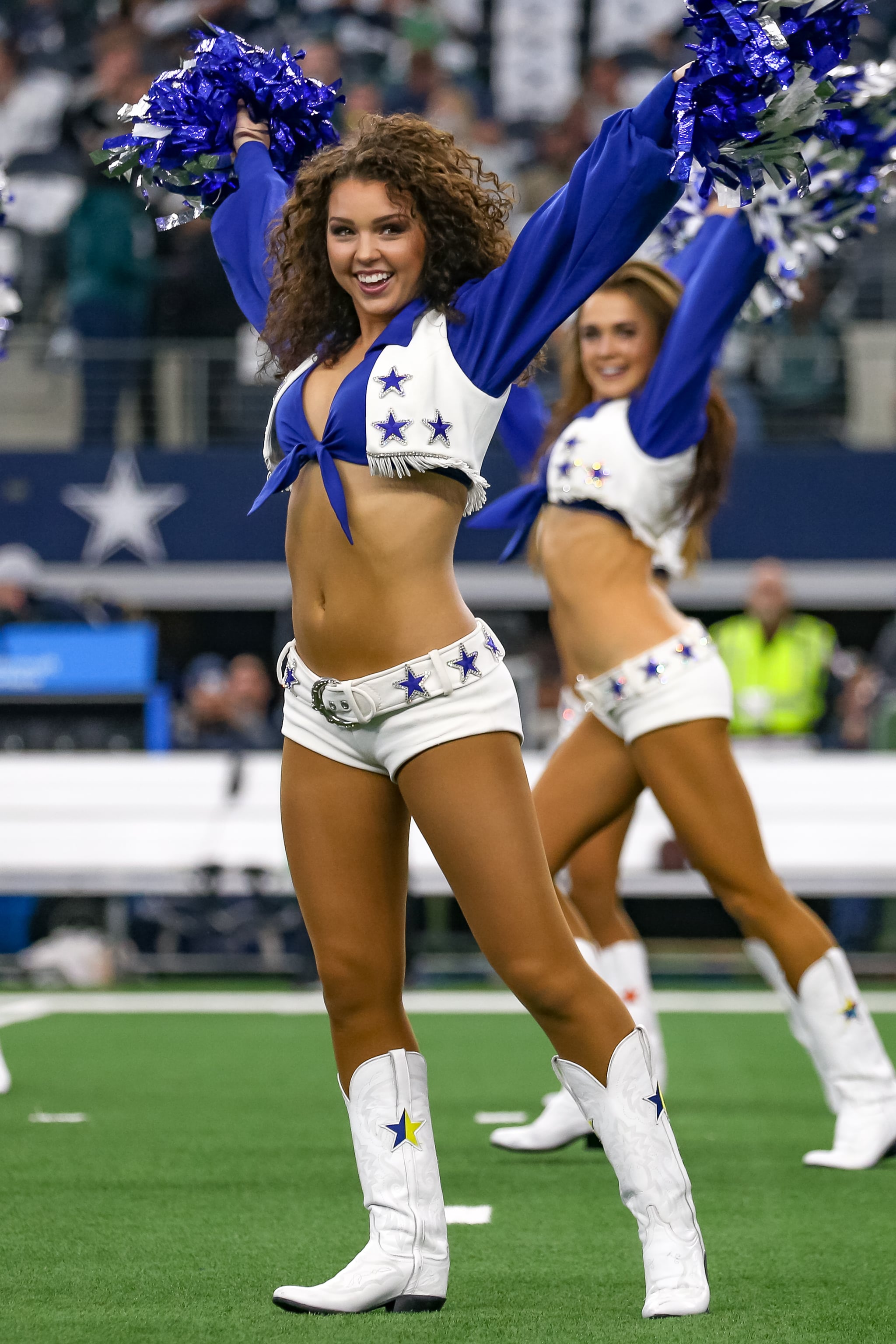 ARLINGTON, TX - DECEMBER 09: The Dallas Cowboys Cheerleaders perform during the game between the Philadelphia Eagles and Dallas Cowboys on December 9, 2018 at AT&T Stadium in Arlington, TX.  (Photo by Andrew Dieb/Icon Sportswire via Getty Images)