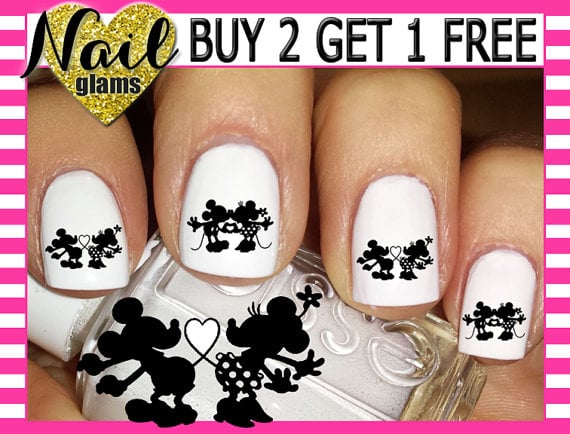 60 Nail Decals - Mickey Minnie KISS 3 - Valentines