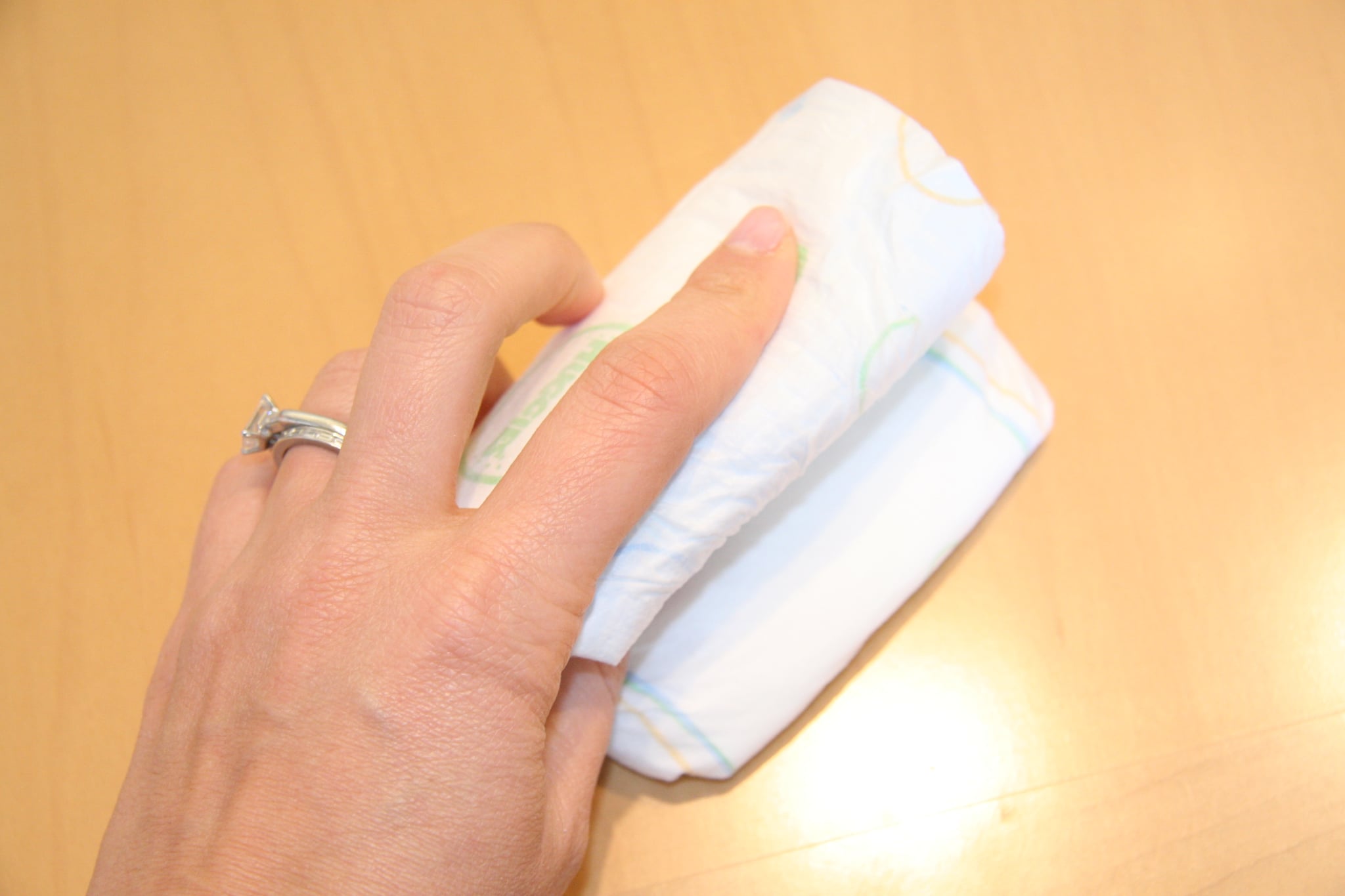 Since the loop is smaller, you will have to fold the diaper three ways. 