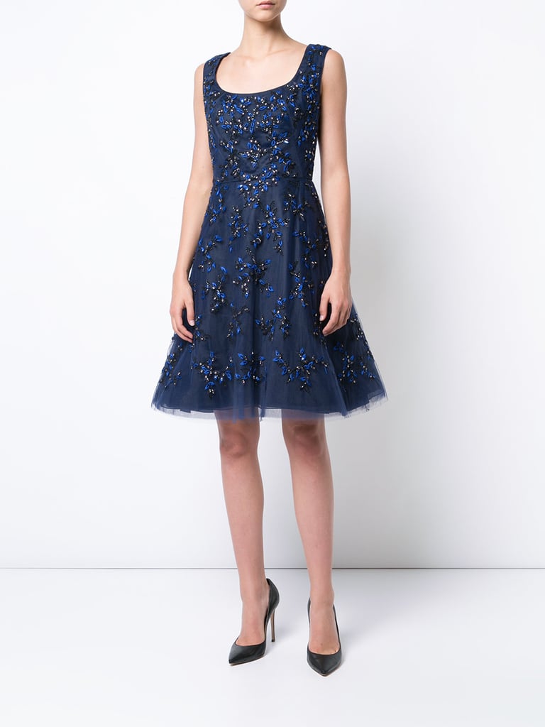 Carolina Herrera Floral-Embellished Sleeveless Scoop-Neck Cocktail Dress