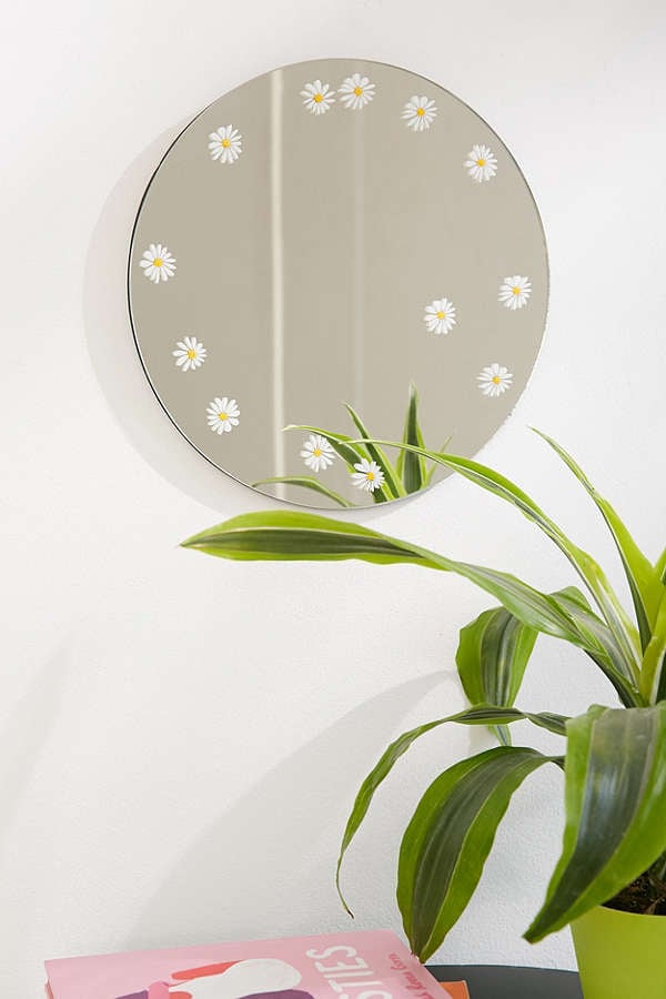 Daisy Decal Mini Round Mirror