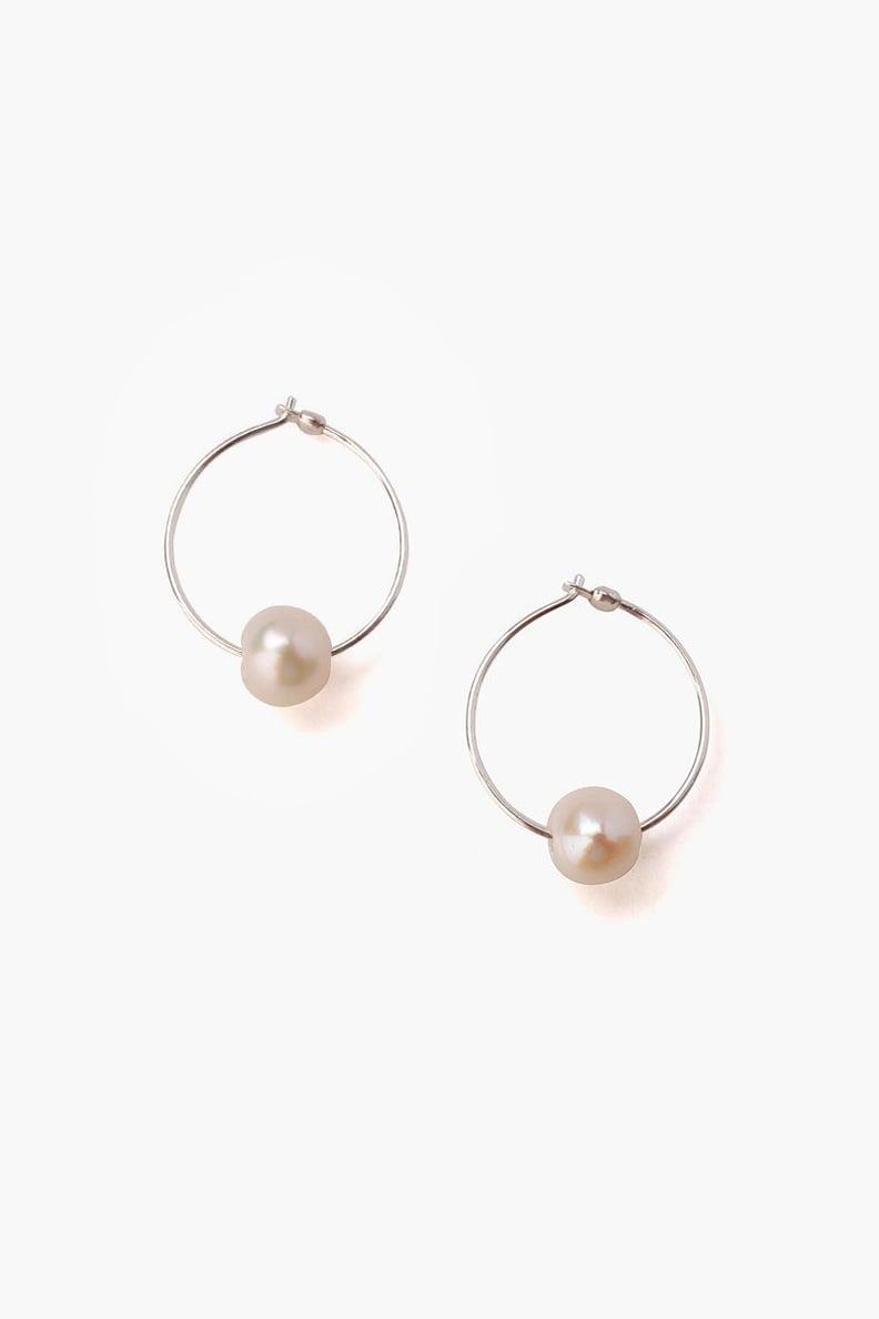 Chan Luu White Pearl Hoop Earrings