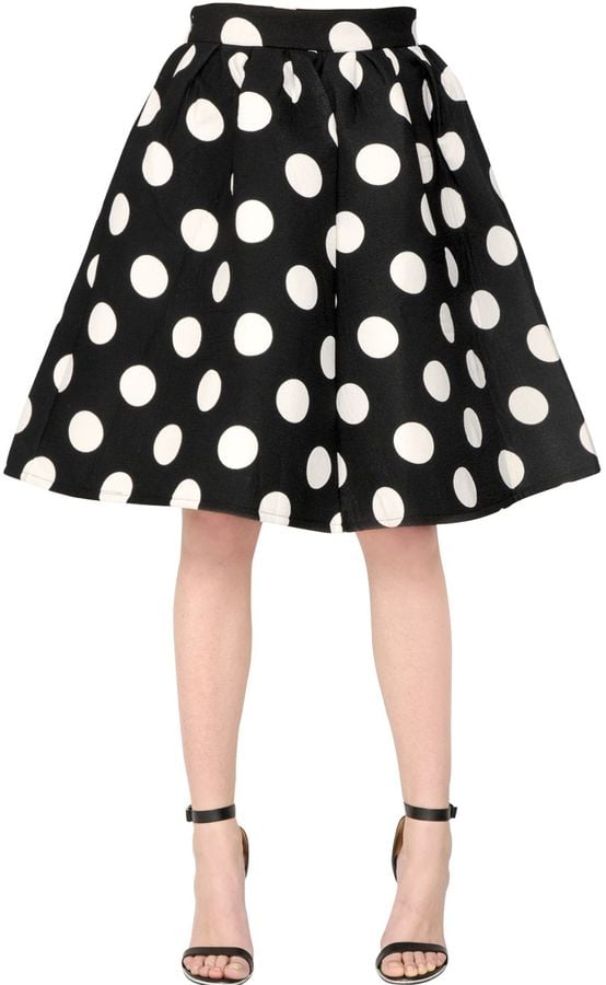Polka-Dot Printed Crepe & Neoprene Skirt ($288)