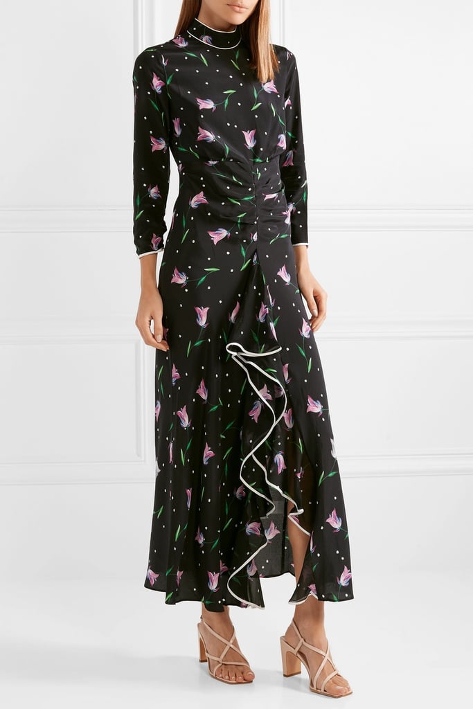 RIXO London Gabriele Ruffled Floral-Print Silk Crepe de Chine Maxi Dress