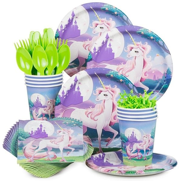 Unicorn Fantasy Birthday Party Standard Tableware Kit Serves 8
