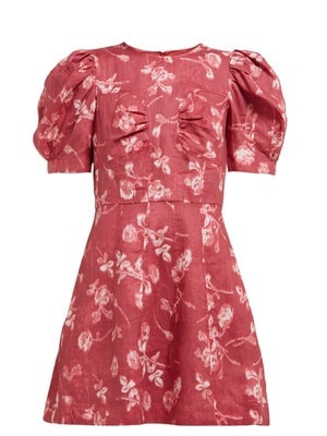 SEA Monet Floral Print Puff-Sleeve Minidress