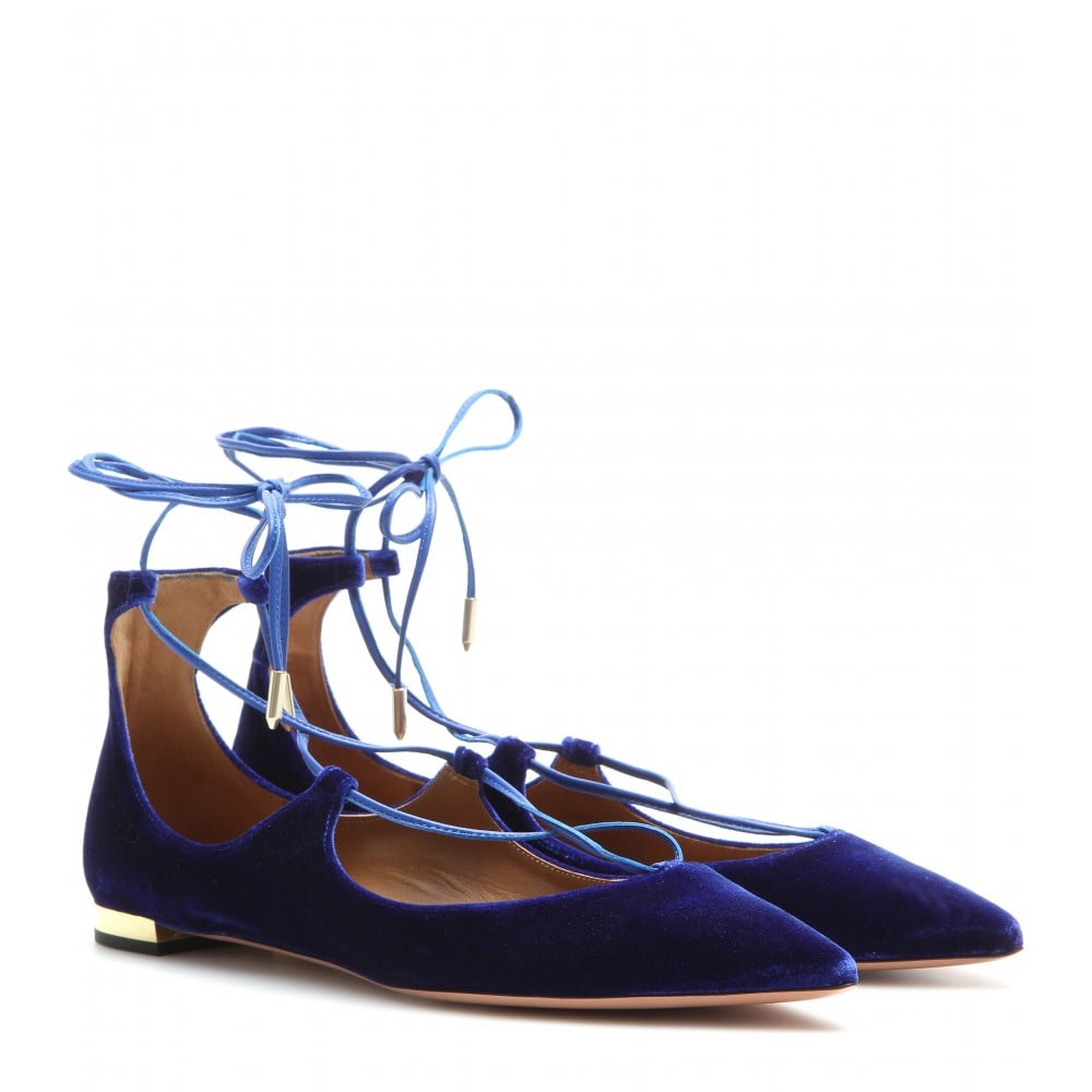 Aquazzura Exclusive Christy Flat velvet ballerinas ($675) | Dressy ...