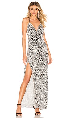 X by NBD Presley Embellished Gown in Silver