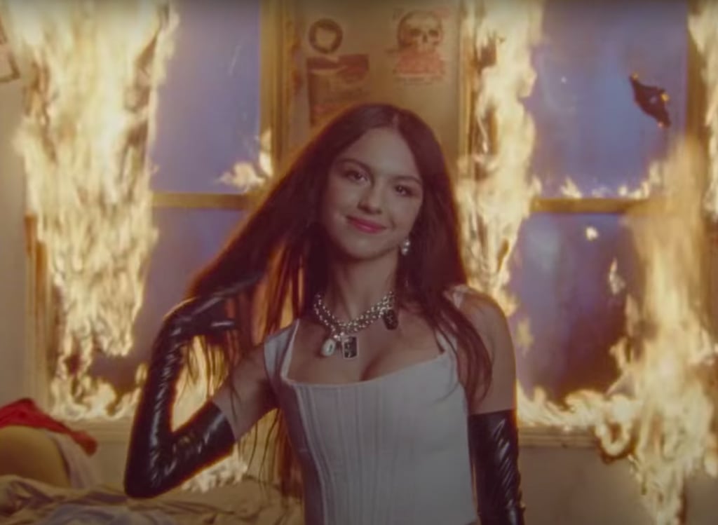 Olivia Rodrigo in Front of a Fire in "Good 4 U" Video