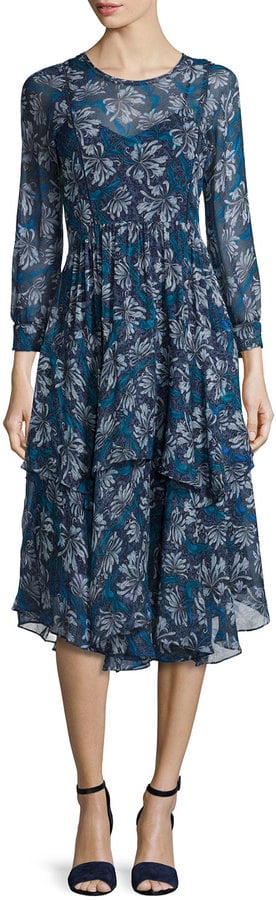 Rebecca Taylor Mystic Silk Chiffon Dress, Navy ($192, originally $550)