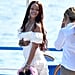 Rihanna White Dress on Vacation in Italy 2019