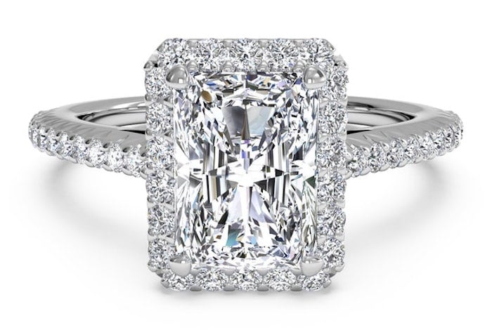 Ritani French-Set Halo Diamond Band Engagement Ring