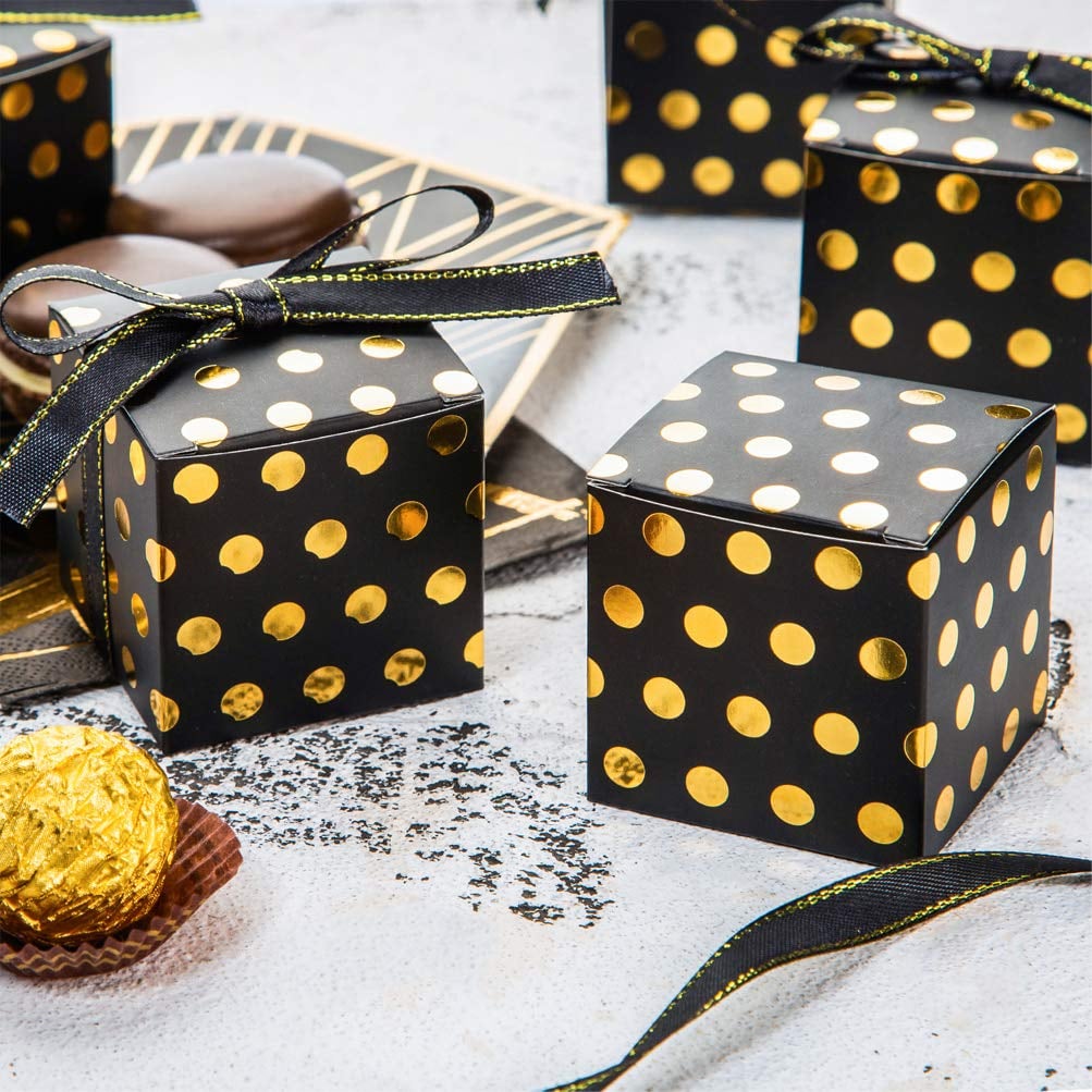 Black and Gold Dotted Gift Boxes