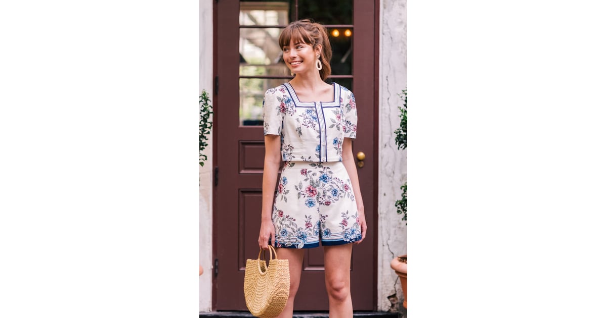 Gal Meets Glam Collection June Floral Print Two Piece Linen Blend