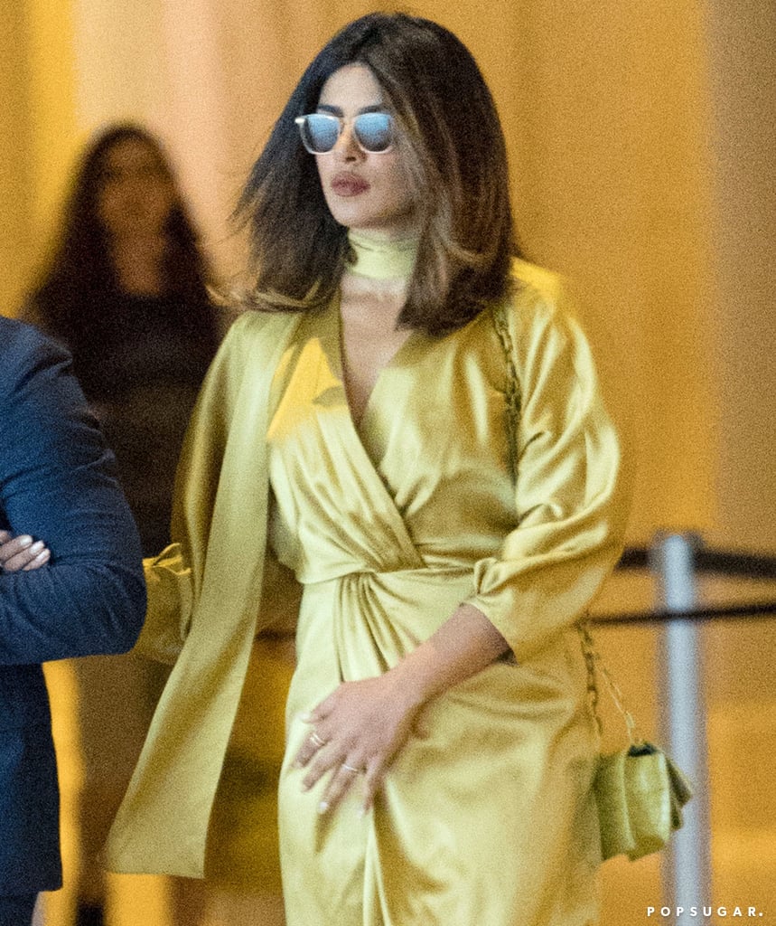 Priyanka Chopra Gold Dress in Atlantic City With Nick Jonas