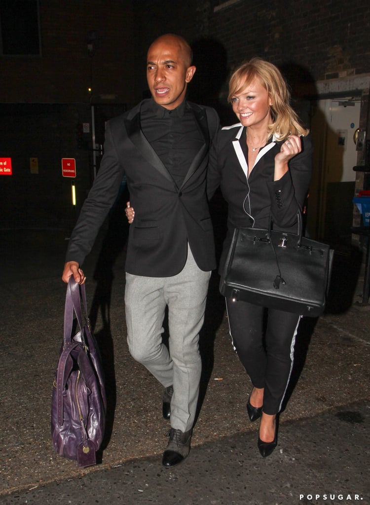 Emma Bunton smiled while leaving the bash.