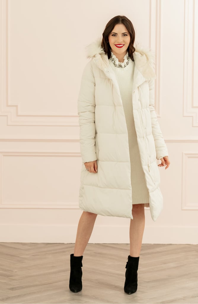 Rachel Parcell Hooded Puffer Coat With Faux Fur Trim