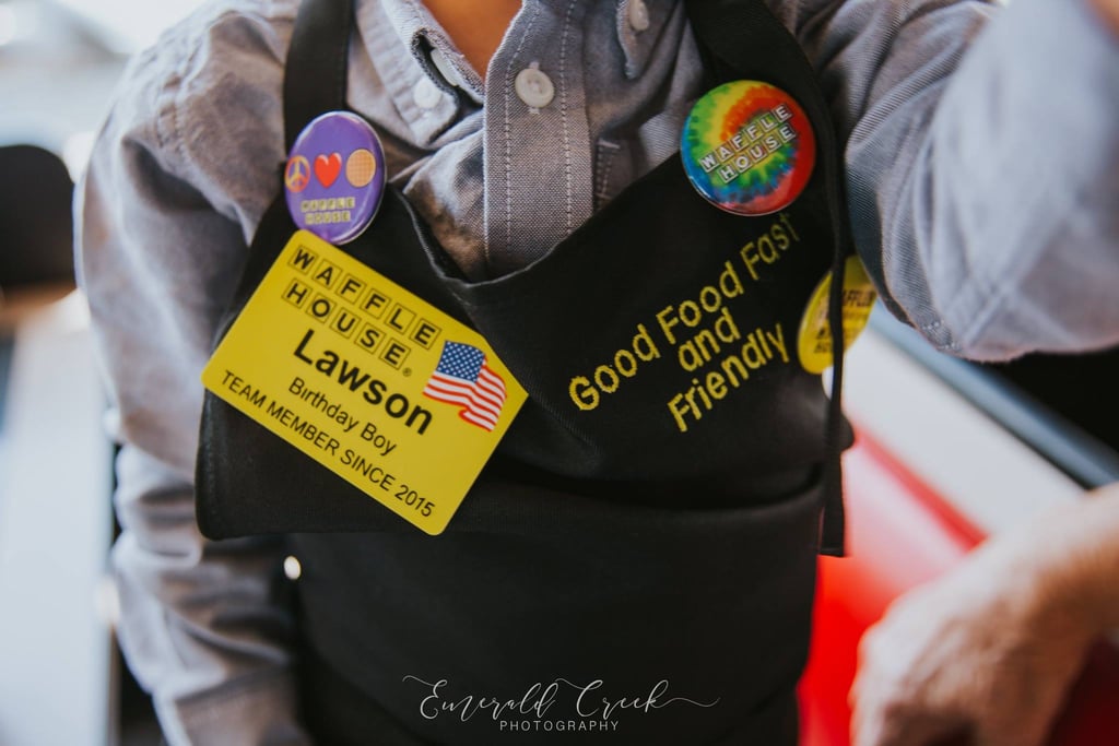 Lawson's apron pins and name tag.
