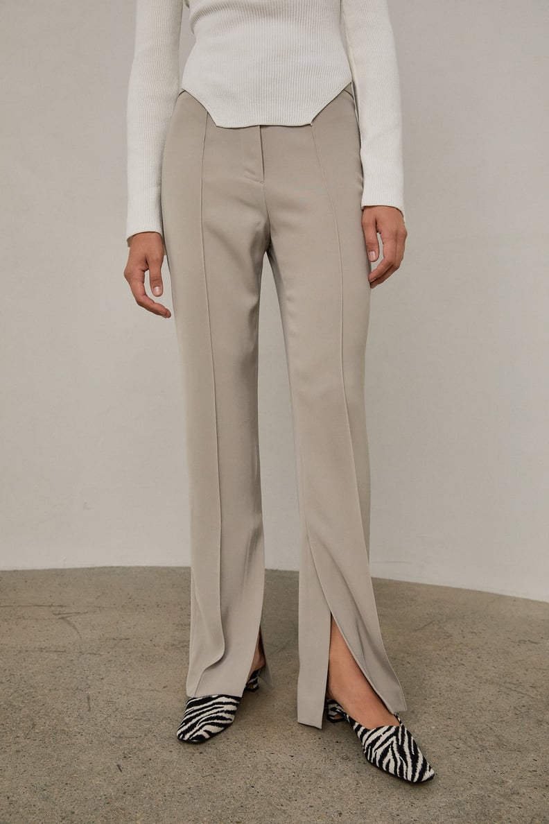 Straight Leg Side Slit Trousers