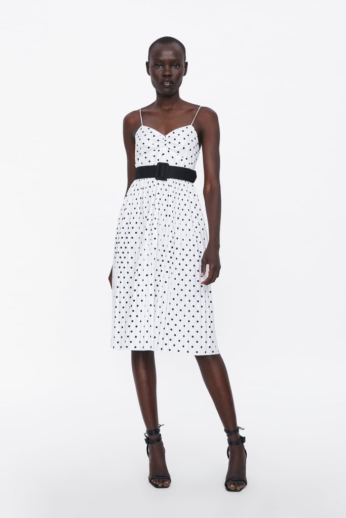 zara polka dot dress with belt