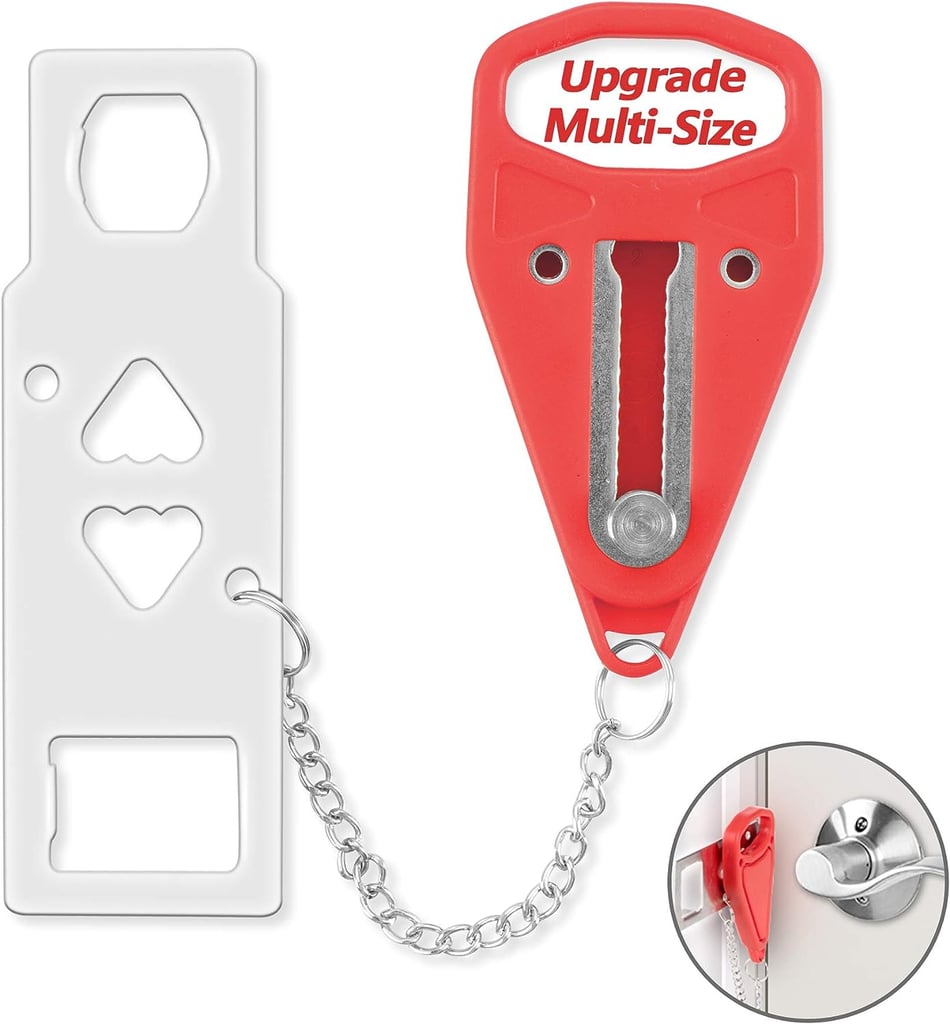 AceMining Portable Door Lock ($12)
While it might not be applicable to all UK hotels, many of the ones I've stayed at in cities like London and Manchester don't have deadbolts on the hotel room doors. The rooms are still equipped with basic locking systems, but if you (like me) have watched one too many TikTok videos on hotel safety etiquette, I recommend traveling with this portable door lock to be extra safe — especially if you're a solo traveler.