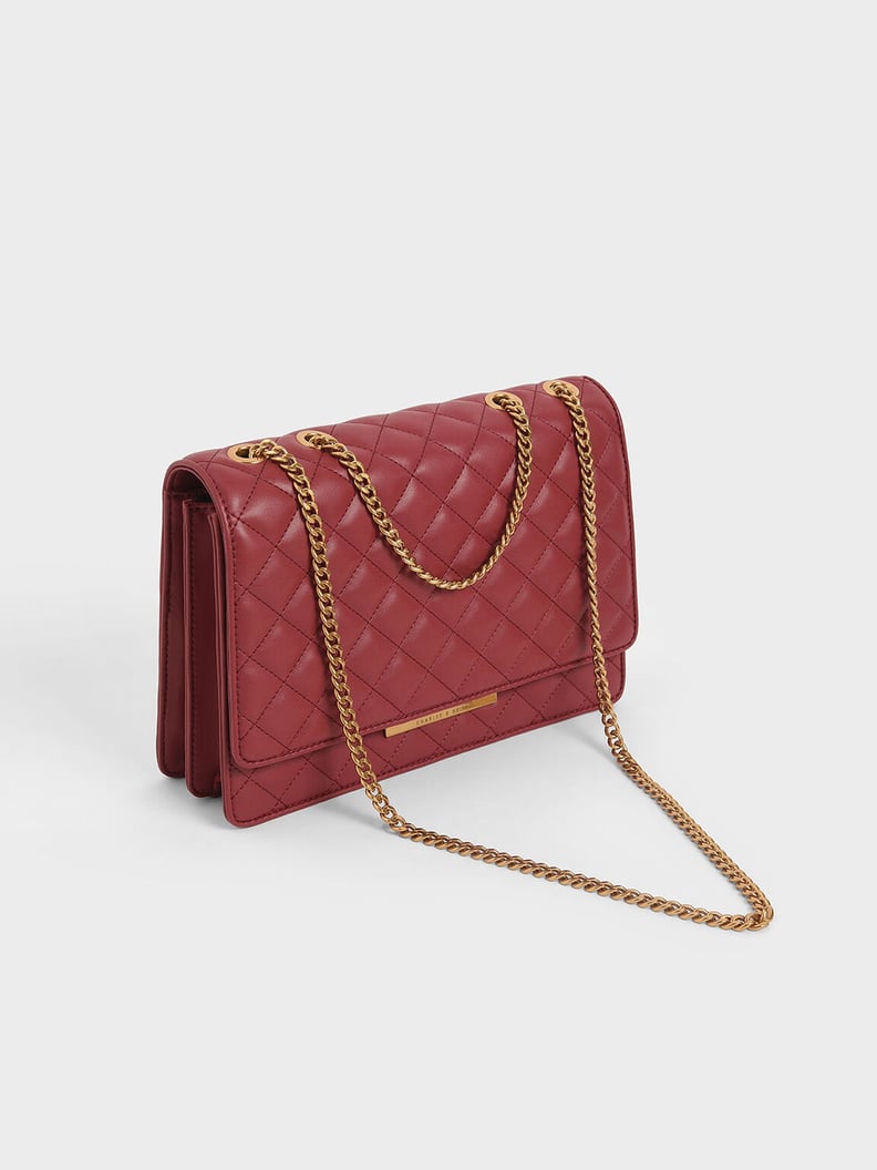 Charles & Keith Quilted Chain Strap Shoulder Bag