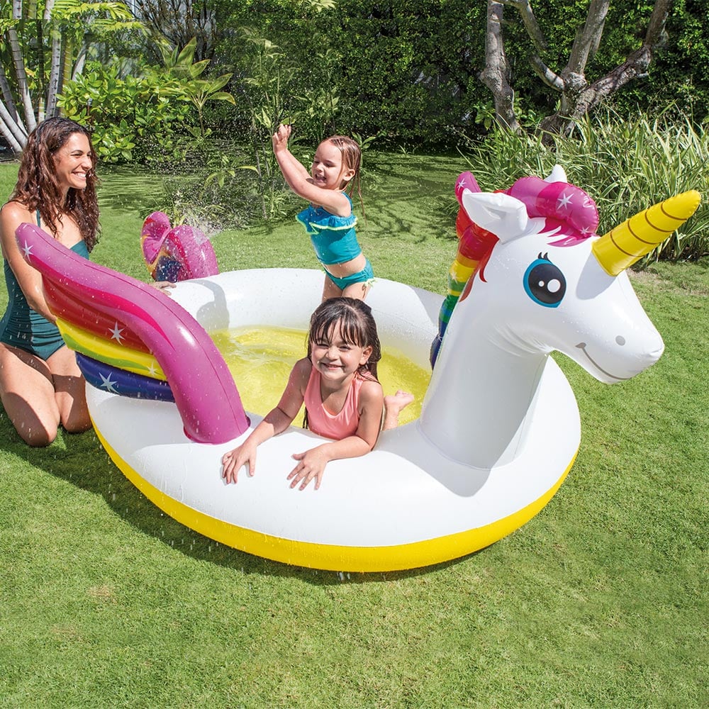 unicorn inflatable pool with slide