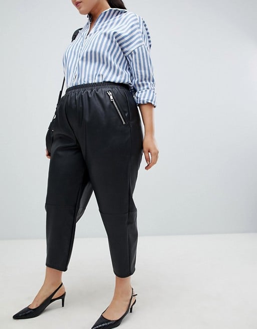 ASOS Design Curve Tapered Leather Look Pants