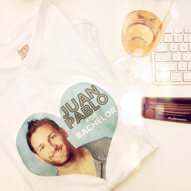 You know it was a good night when there's a Team Juan Pablo shirt and glass of champagne on your desk the next morning.