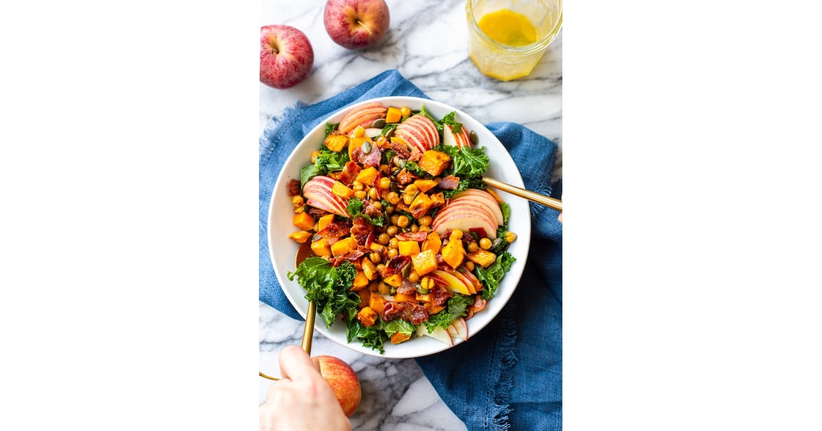 Roasted Sweet Potato And Chickpea Kale Apple Salad With Bacon 15 Delicious Dishes To Bring To Friendsgiving That Are Made For Sharing Popsugar Food Photo 6