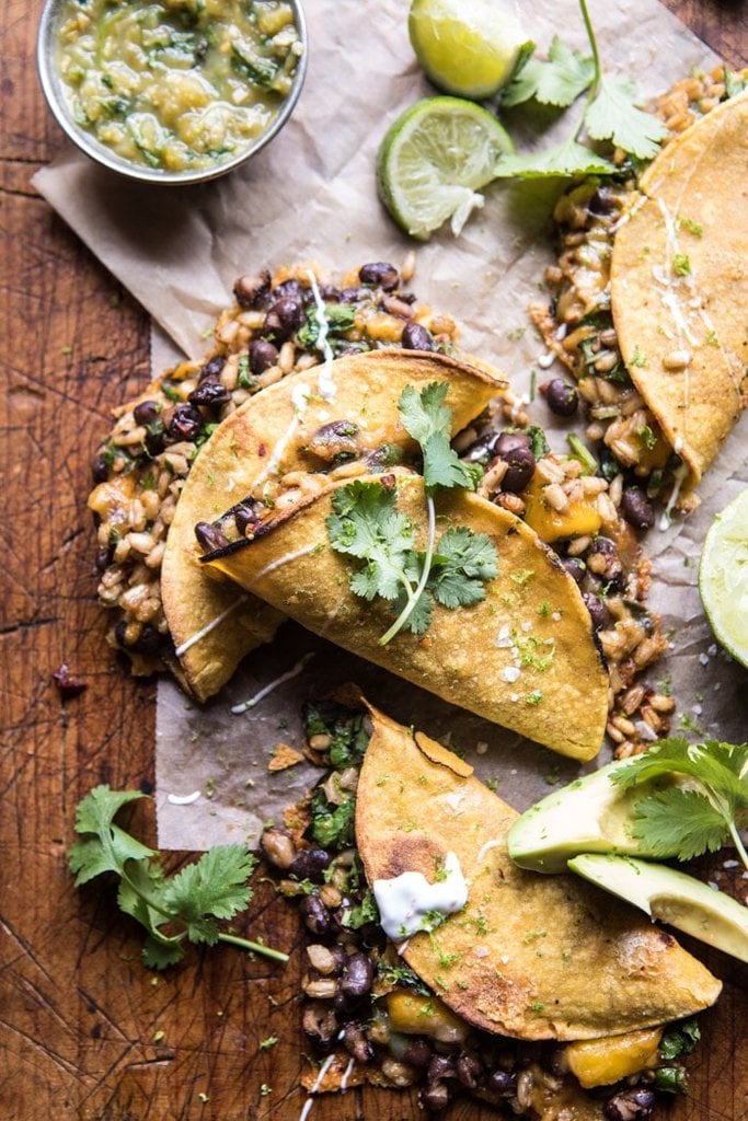 Chipotle Black Bean, Brown Rice and Mango Quesadillas
