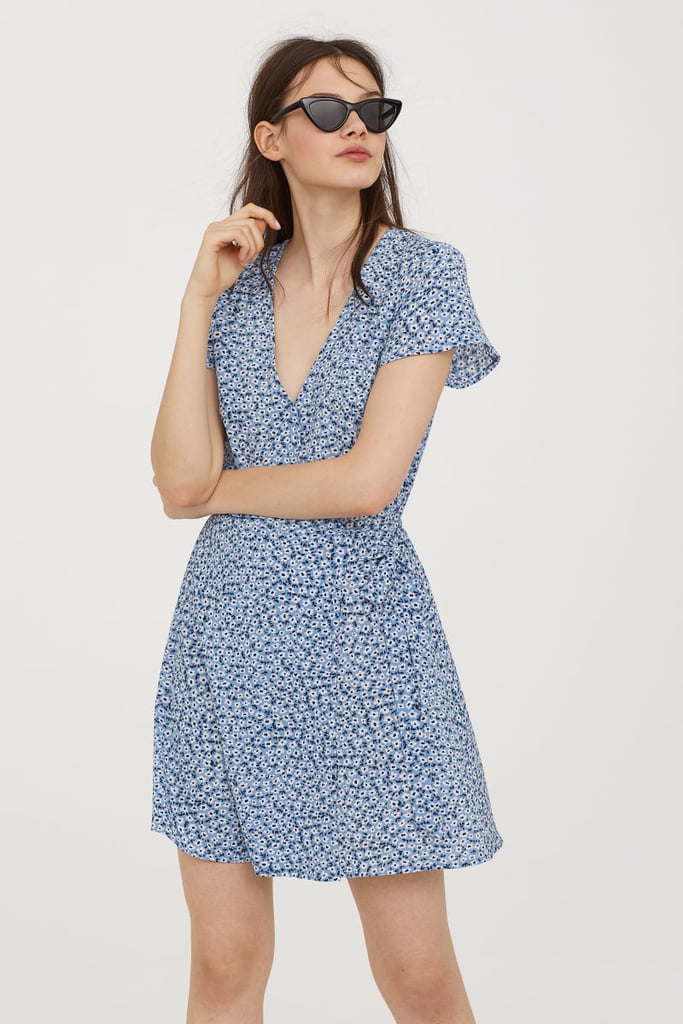 patterned wrap front dress h&m