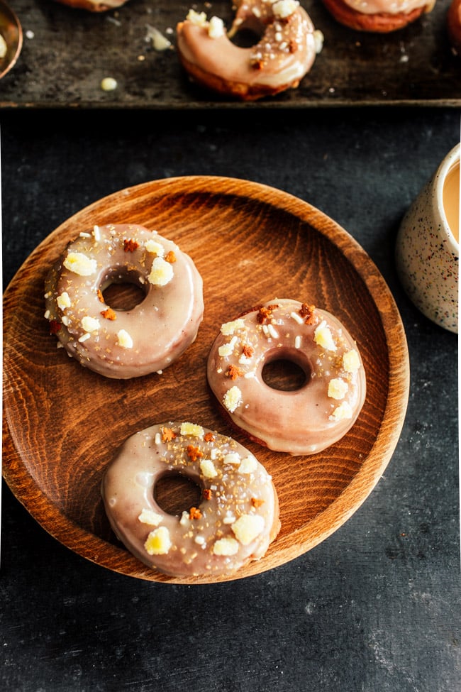 Gingerbread Doughnuts With White Chocolate Glaze