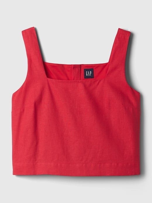 Gap Linen-Blend Button-Back Cropped Tank Top