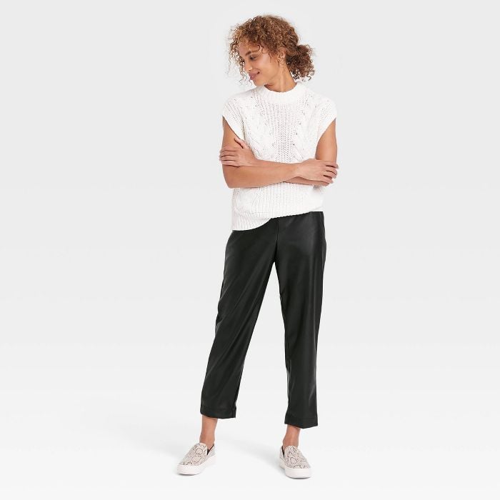 Cosy Bottoms: A New Day High-Rise Faux Leather Tapered Ankle Pull-On Pants