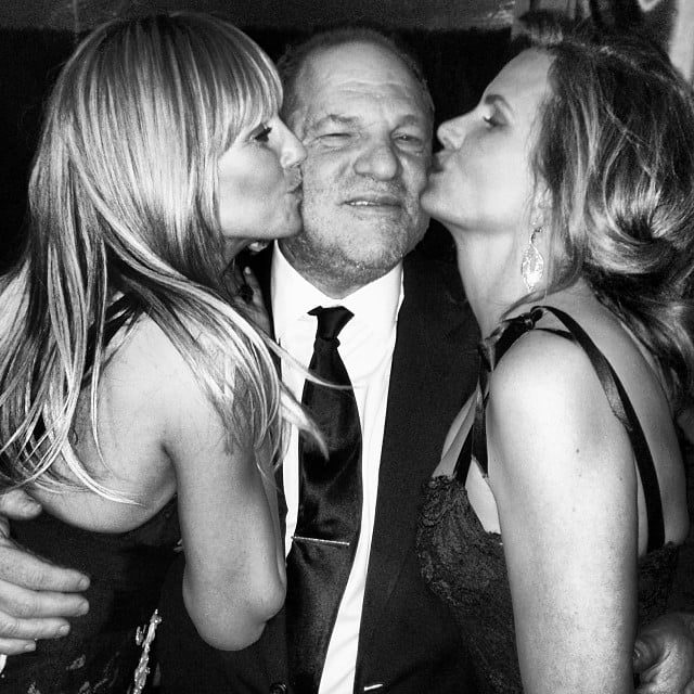 Heidi Klum and Juliette Lewis both planted smooches on Harvey Weinstein.
Source: Instagram user heidiklum