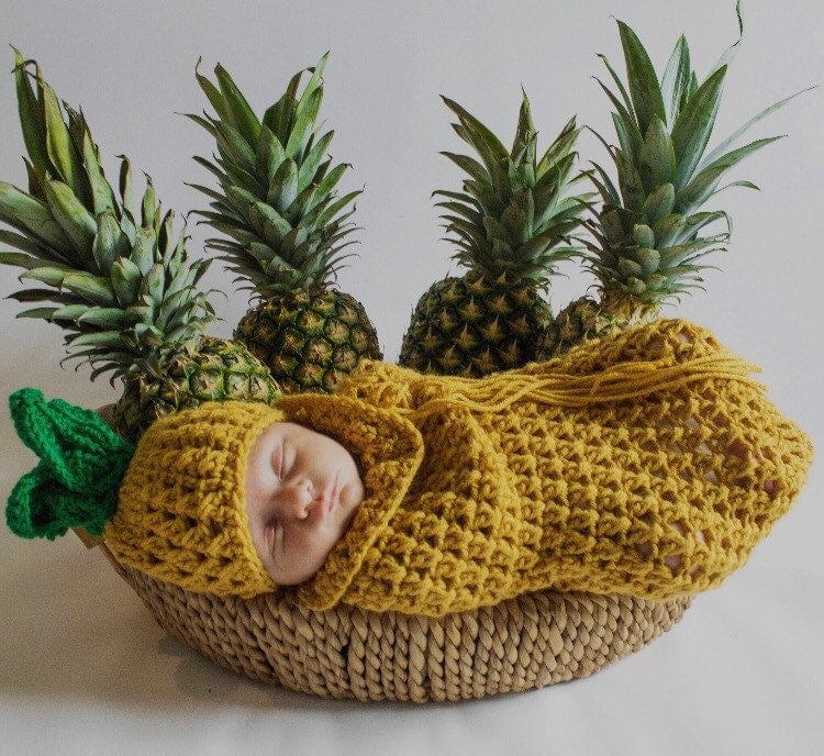 Crocheted Pineapple Newborn Costume