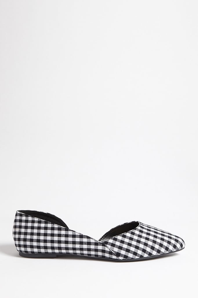 black and white gingham flats