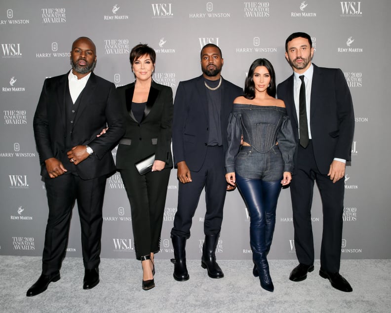 Corey Gamble, Kris Jenner, Kanye West, Kim Kardashian, and Riccardo Tisci