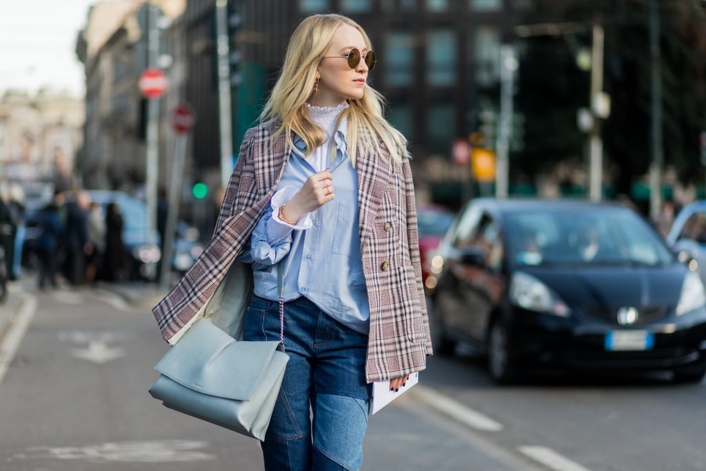A Chambray Shirt With Pathwork Jeans